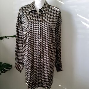 Carolina Belle Geometric Pattern Long Sleeve Shirtdress